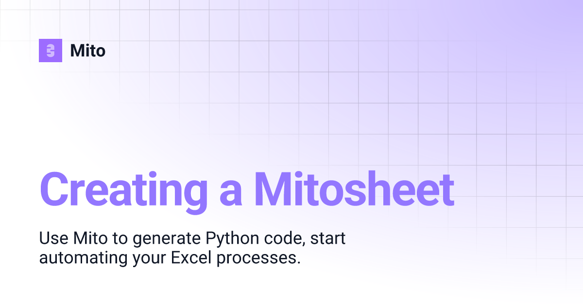 Creating a Mitosheet | Mito